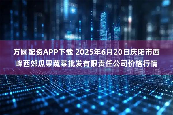 方圆配资APP下载 2025年6月20日庆阳市西峰西郊瓜果蔬菜批发有限责任公司价格行情