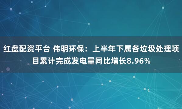 红盘配资平台 伟明环保:上半年下属各垃圾处理项目累计完成发电量同比增长8.96%